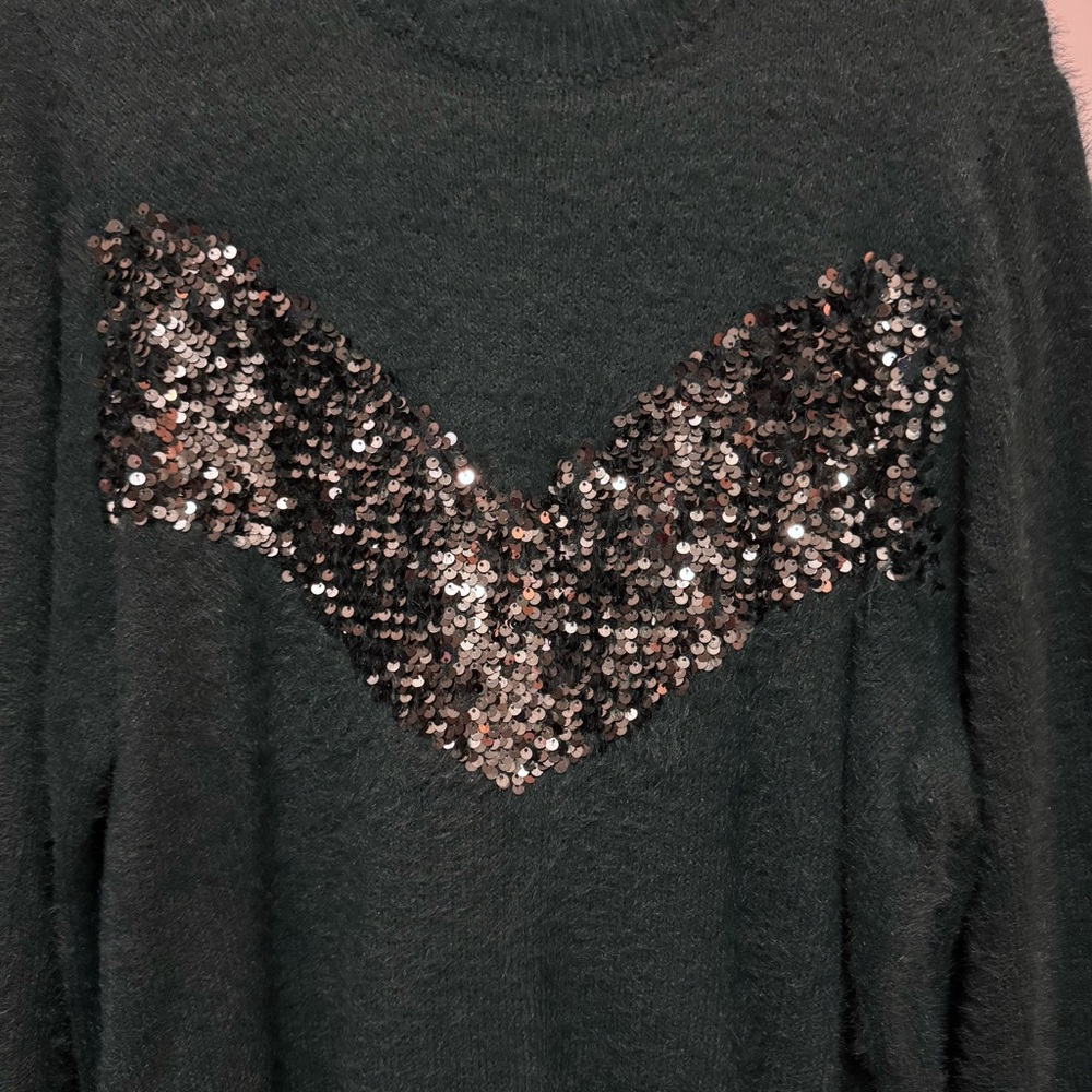 Cara Santana x Nine West - Green Sweater with Green Sequin Design - size L - Picture 7 of 7